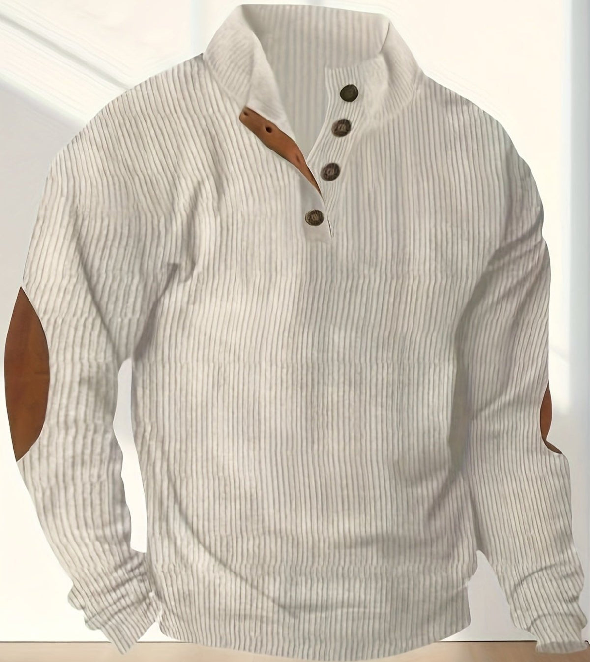 Camisa Masculina Manga Longa Detalhe No Cotovelo Com Botões