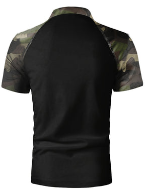 Camisa Masculina Camuflada  Manga Curta Gola Polo