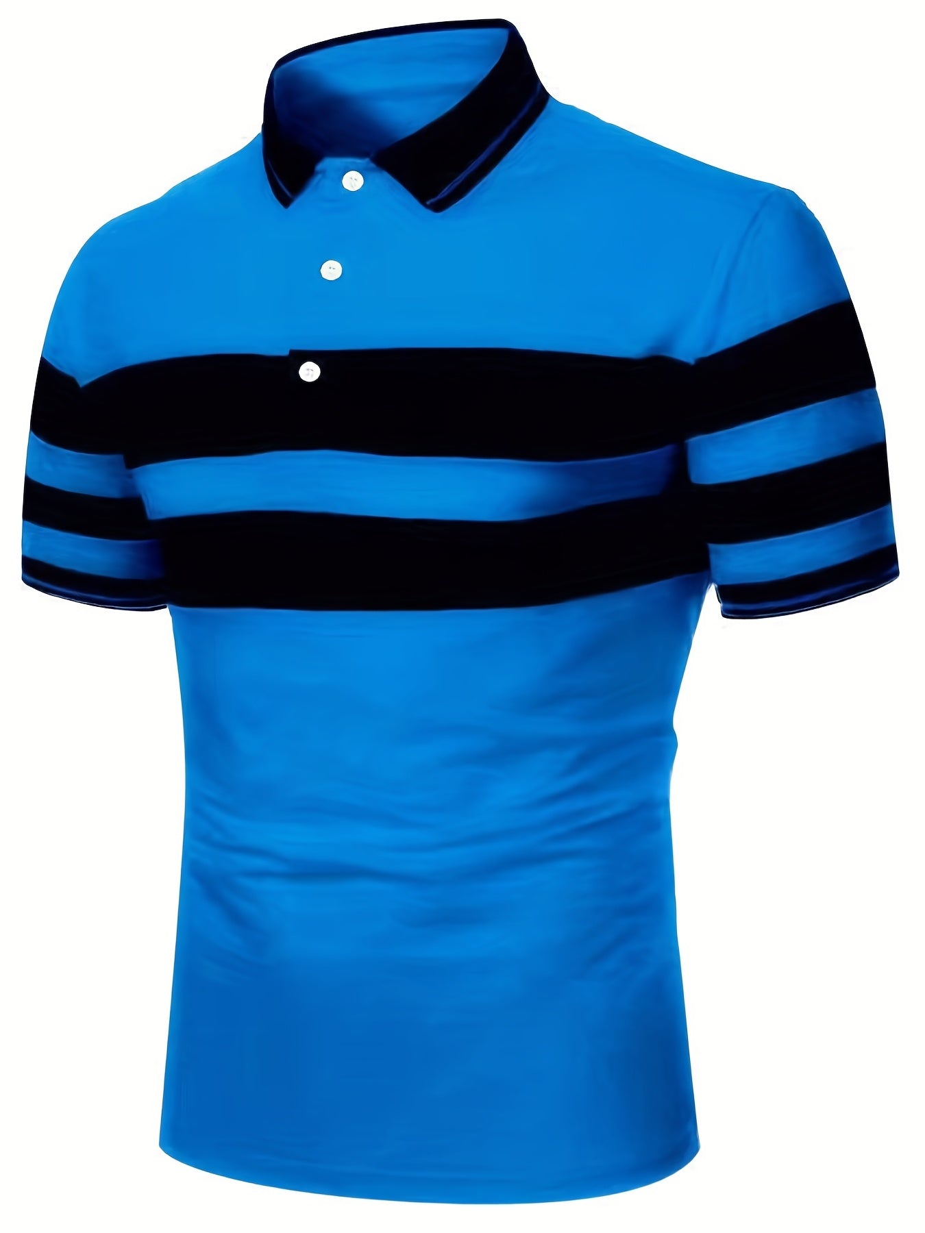 Camisa Masculina Listrada No Peito Manga Curta Gola Polo