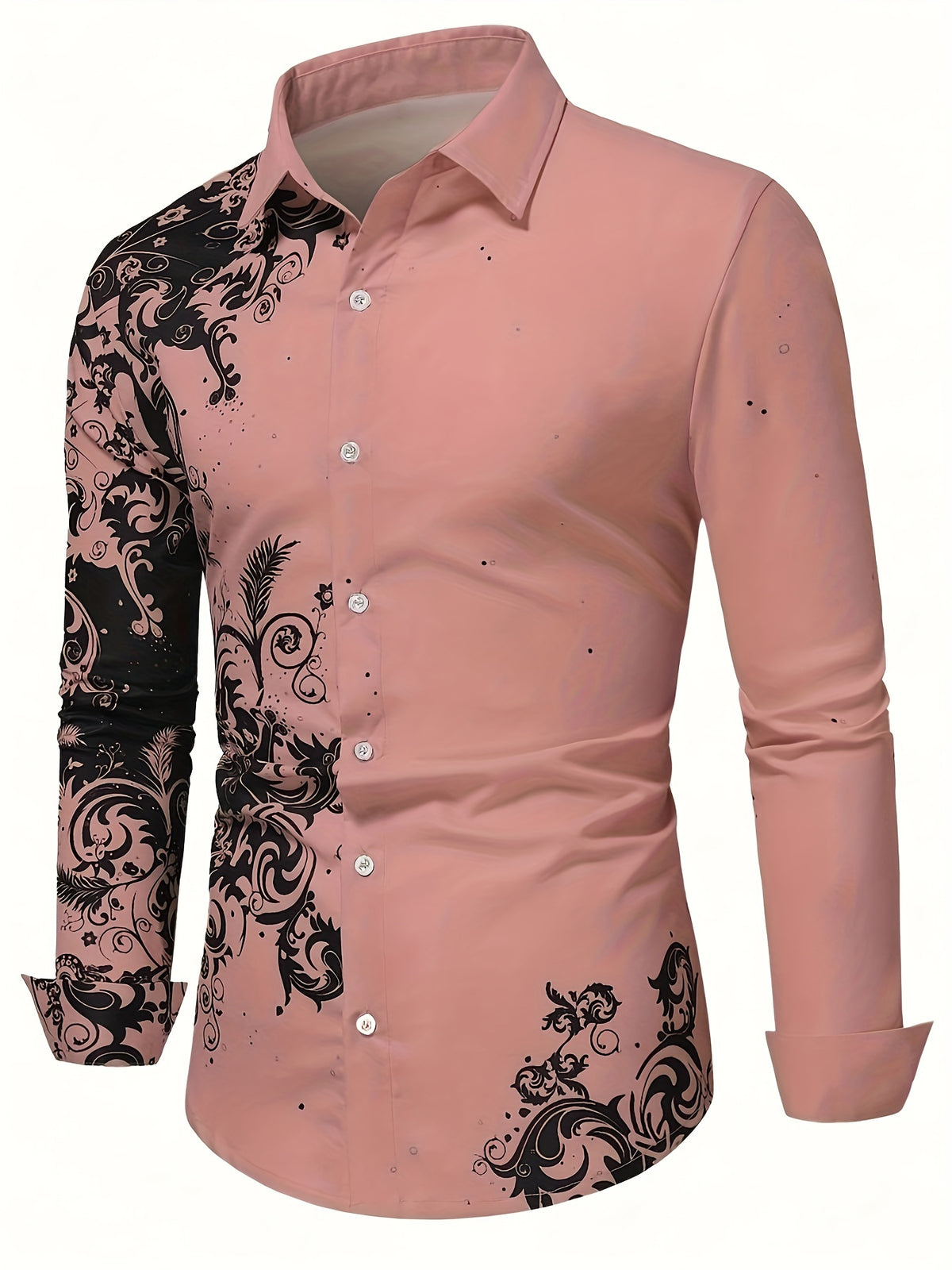 Camisa Masculina Casual Floral Manga Comprida