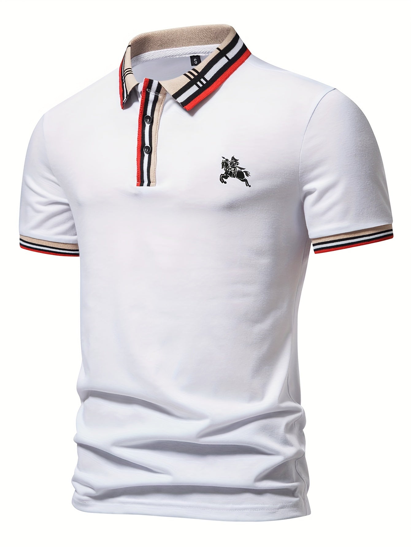 Camisa Masculina Gola Polo Manga Curta Com Listras  Na Barra e gola