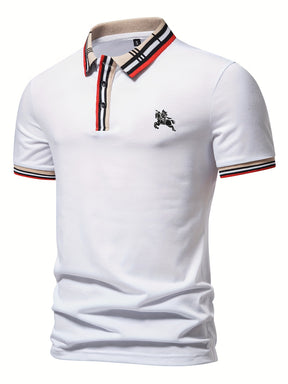 Camisa Masculina Gola Polo Manga Curta Com Listras  Na Barra e gola