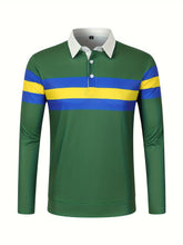 Camisa Masculina Casual Polo Blocos De Cores Retrô