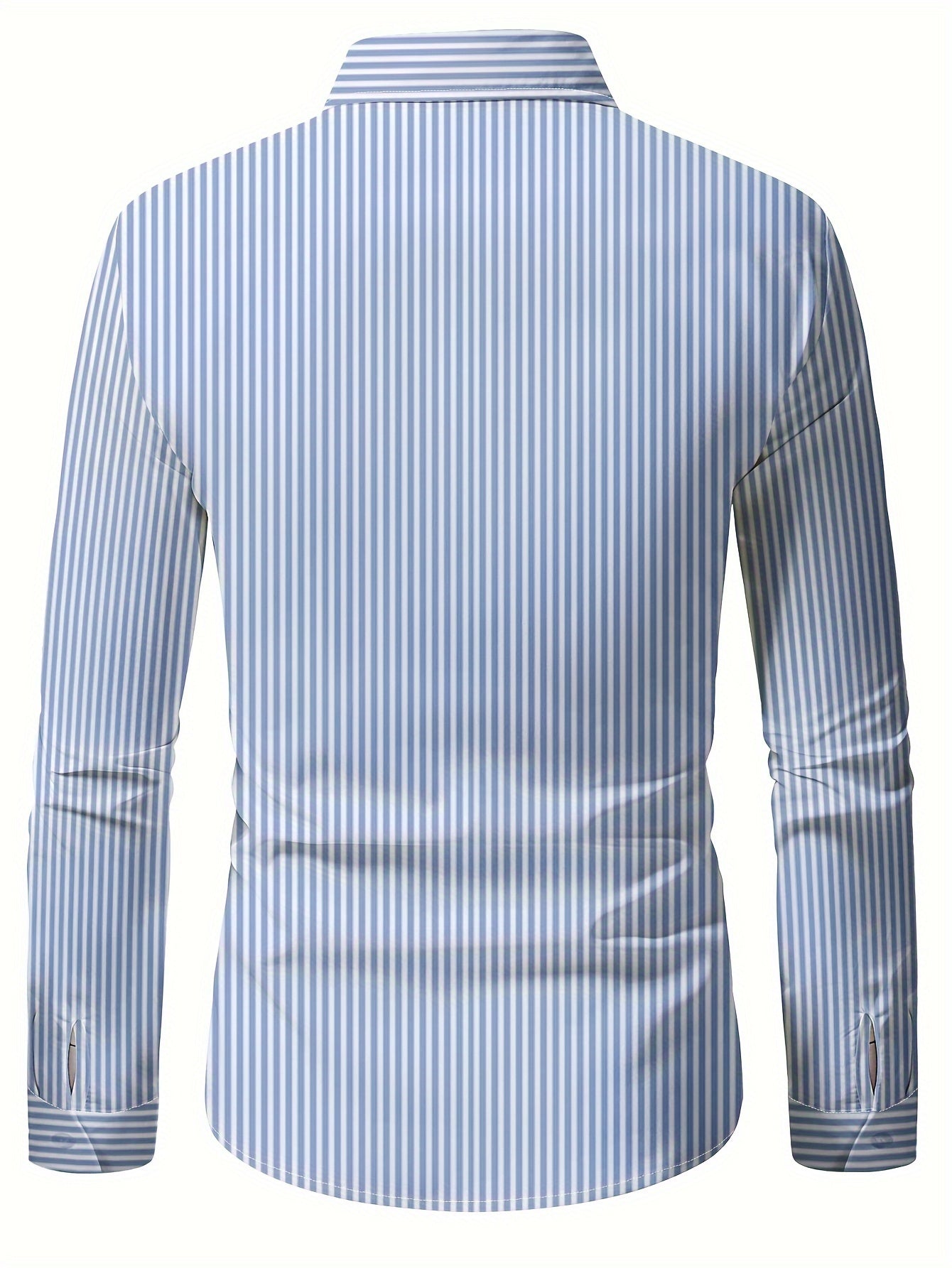 Camisa Masculina Casual Listrada Formal Social Gola Para Baixo