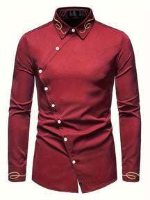 Camisa Masculina Elegante Manga Longa Designer De Botão Estiloso