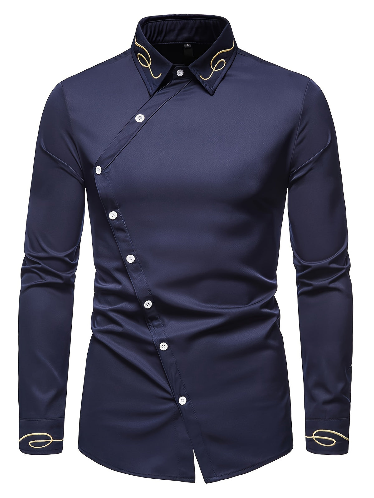 Camisa Masculina Elegante Manga Longa Designer De Botão Estiloso