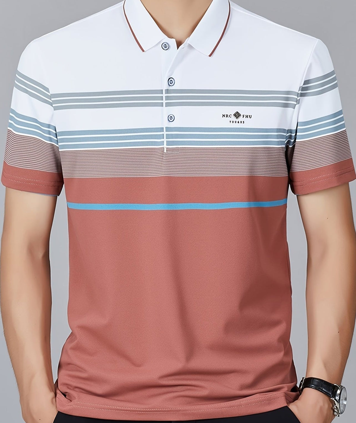 Camisa Masculina Casual  Atla Qualidade Com Listra No Peito