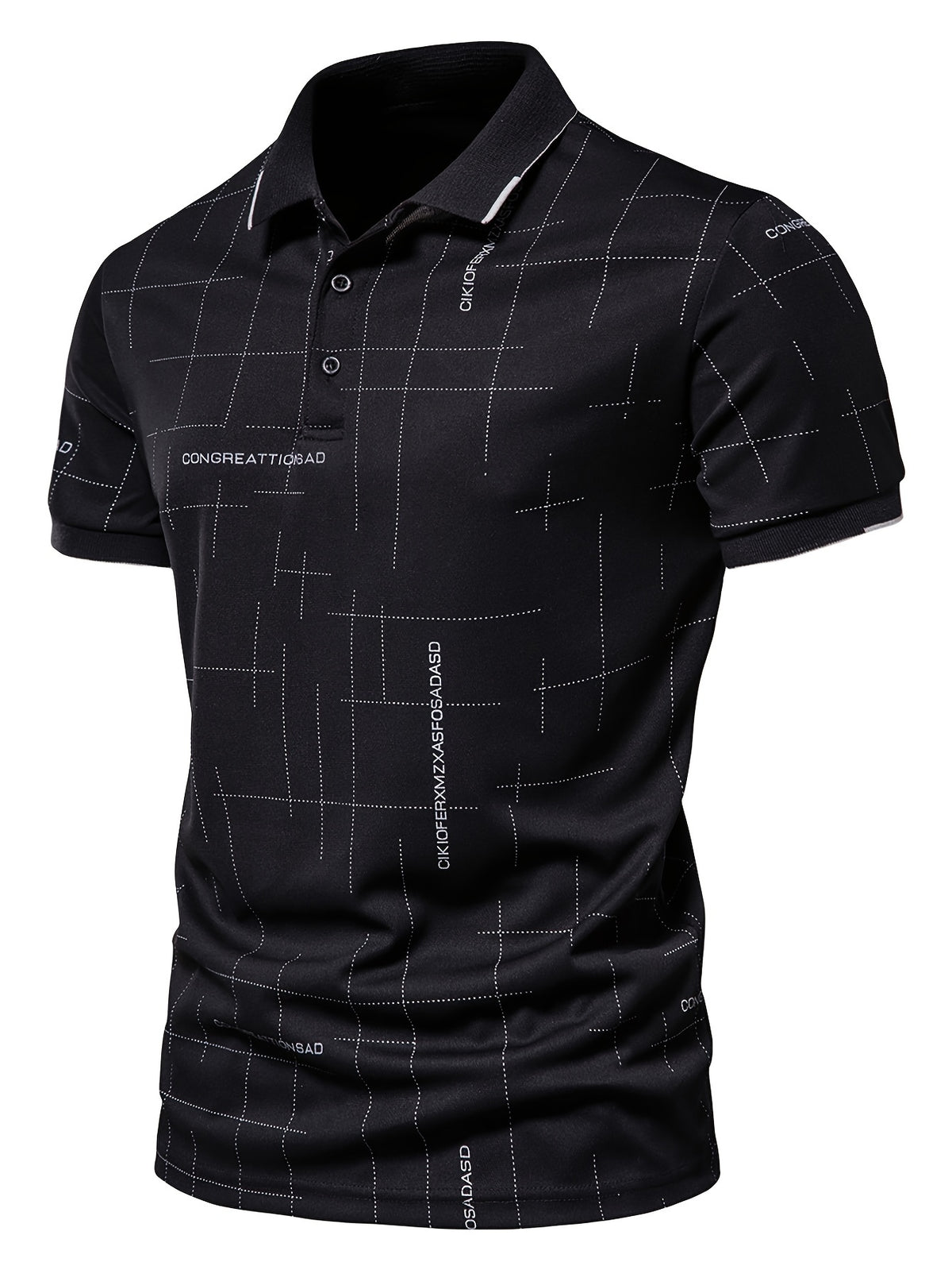 Camisa Masculina Gola Polo Com Alguns Blocos Quadriculado Manga Curta