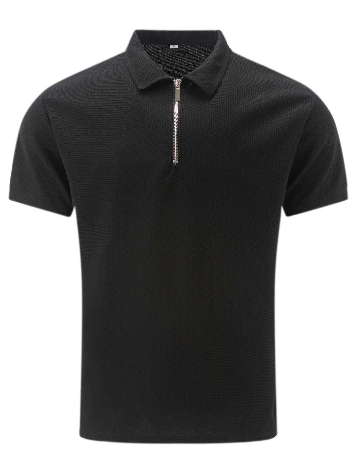 Camisa Gola Polo Masculina Algodão Com Zíper Manga Curta