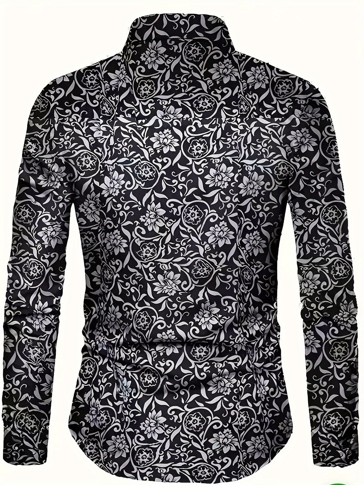 Camisa Masculina Floral Estampada Manga Comprida De Botões