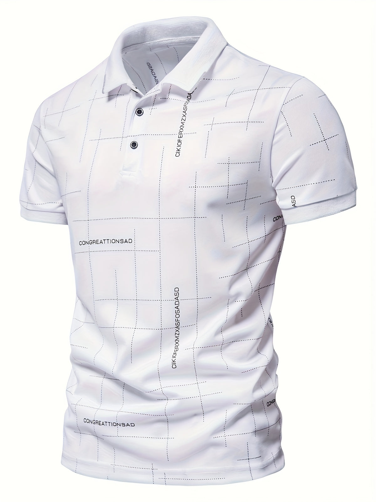 Camisa Masculina Gola Polo Com Alguns Blocos Quadriculado Manga Curta