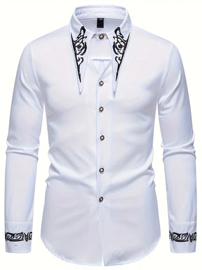 Camisa Masculina Mangas Longas Com Detalhe Impresso Na Gola E Manga