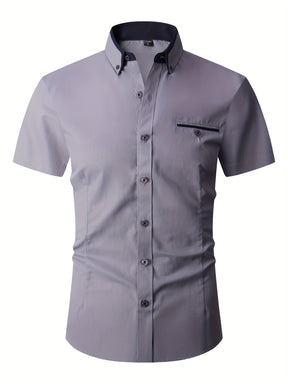 Camisa Masculina Social Casual Formal com Bolso No Peito