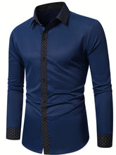 Camisa Masculina Casual Manga Longa Com Detalhe No meio