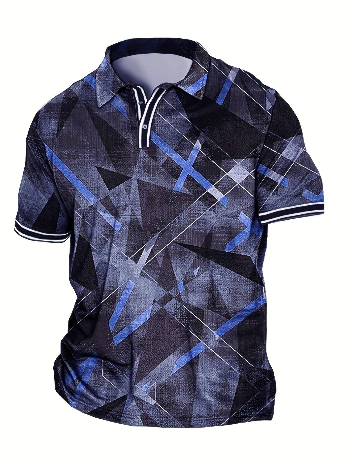 Camisa Masculina Polo Casual Estampa Colorida Manga Curta