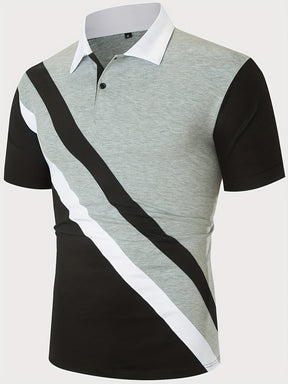 Camisa Masculina Casual Gola Polo Listras Transversal