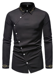 Camisa Masculina Elegante Manga Longa Designer De Botão Estiloso