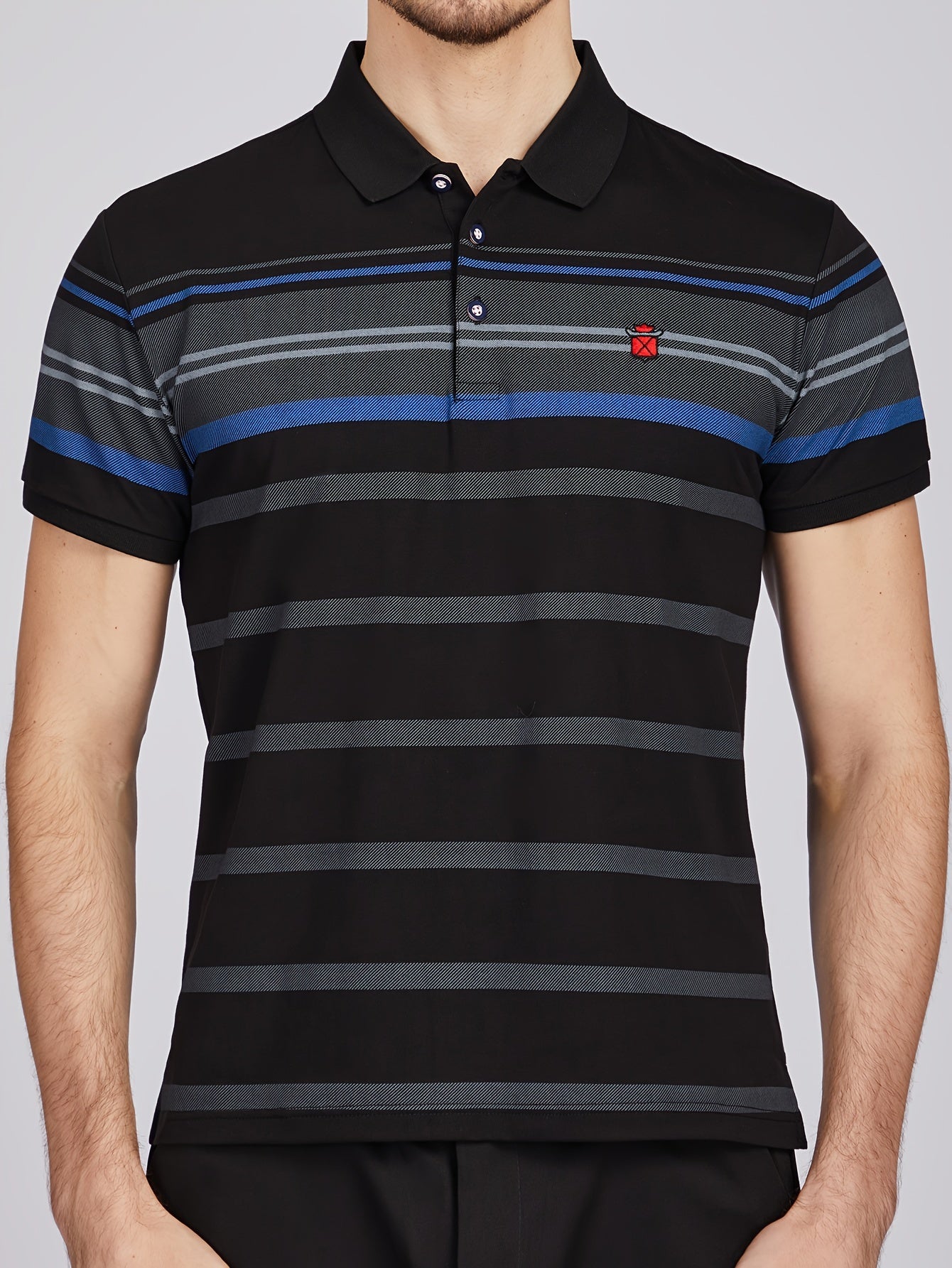 Camisa Masculina Casual De Gola Polo Algodão Listras