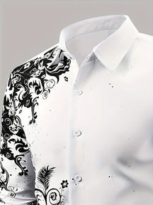 Camisa Floral Masculina Manga Comprida Estampada