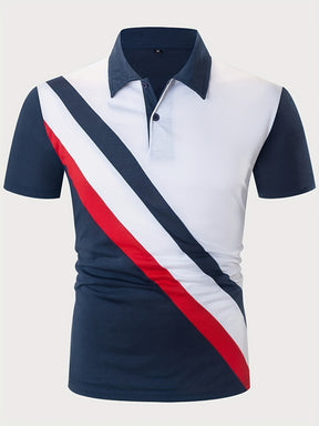 Camisa Masculina Casual Gola Polo Listras Transversal