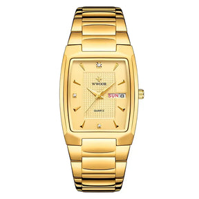 Relógio Dourado Masculino Quadrado Quartzo Luxuoso - Terrazo Cube