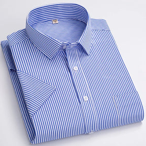 Camisa Social Listrada de Manga Longa Masculina