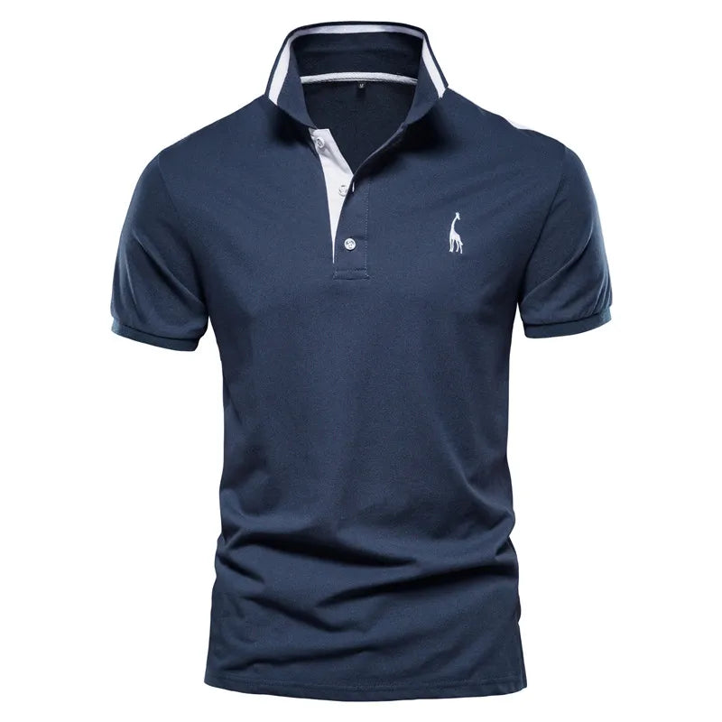 Camisa Gola Polo Masculina de Algodão Azul