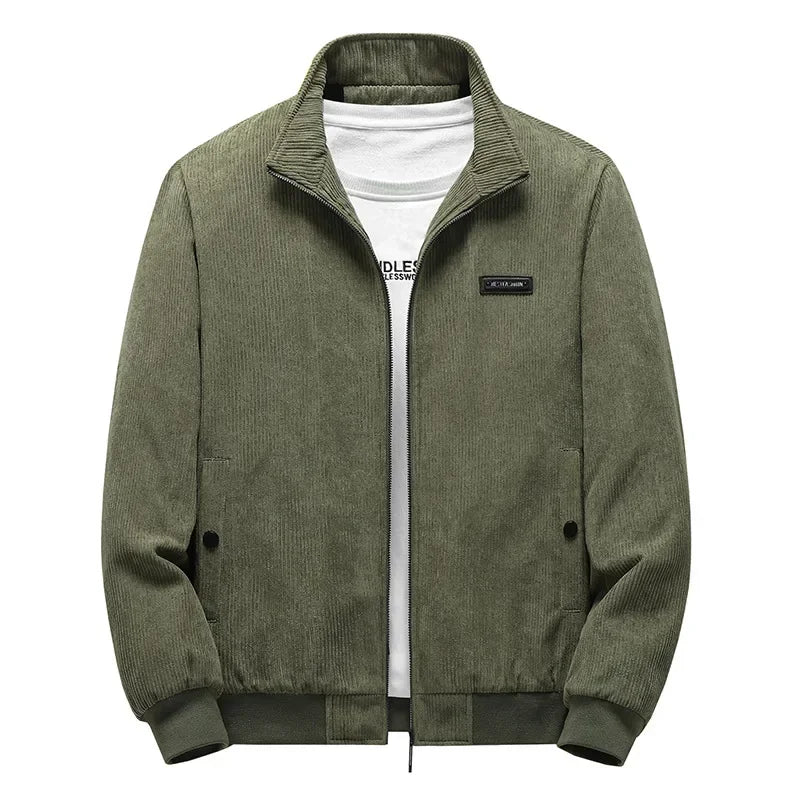 Jaqueta Verde Casual de Inverno Masculina Peluciada Manga Longa