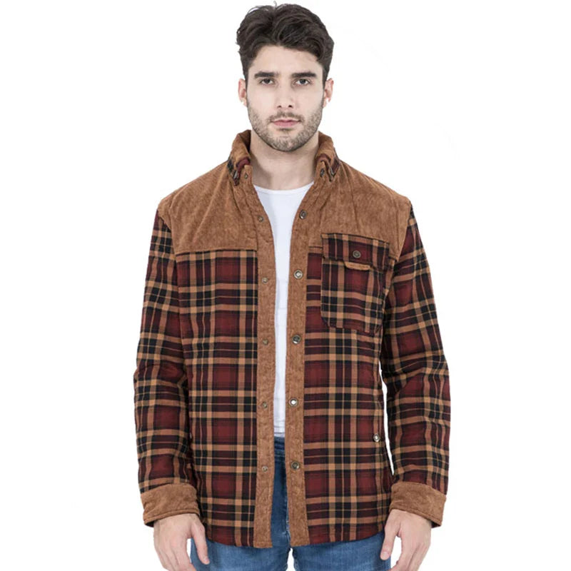 Jaqueta Masculina Xadrez Para Inverno com Forro de Lã