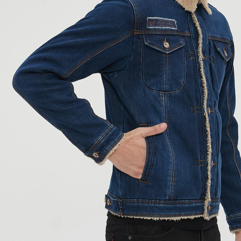 Jaqueta Jeans Masculina Peluciada Para Inverno