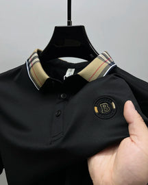 Camisa Masculina Polo Manga Curta Bordada Com gola  Xadrez