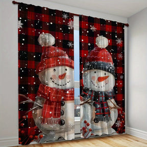 Natal Cortinas Blackout  Estampas De Natal Para Decoração Natalina 2Pcs