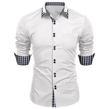 Camisa Masculina Formal Com Estampa Em Xadrez Manga  Comprida