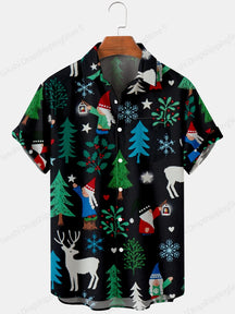 Camisa Masculina Estampa De Natal Manga Curta