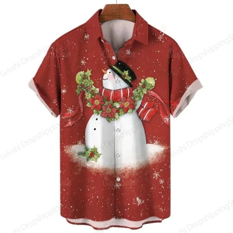 Camisa Masculina Estampa De Natal Manga Curta