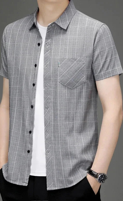 Camisa Masculina Casual Aberta De Botões  Com bolso