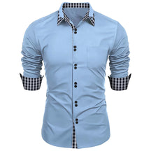 Camisa Masculina Formal Com Estampa Em Xadrez Manga  Comprida