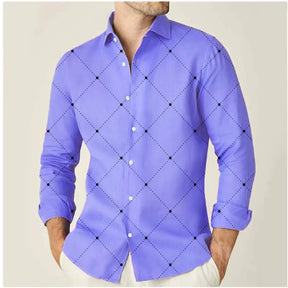 Camisa Masculina Com Mangas Compridas Casual Trabalho  De Botões