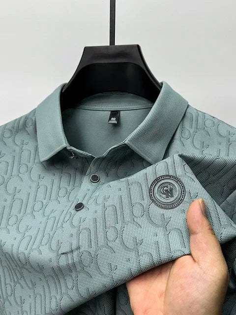 Camisa Masculina Polo Seda Casual Manga Curta  Bordada