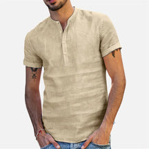 Camisa Masculina Casual Dia À Dia De Linho Tecido Confortável