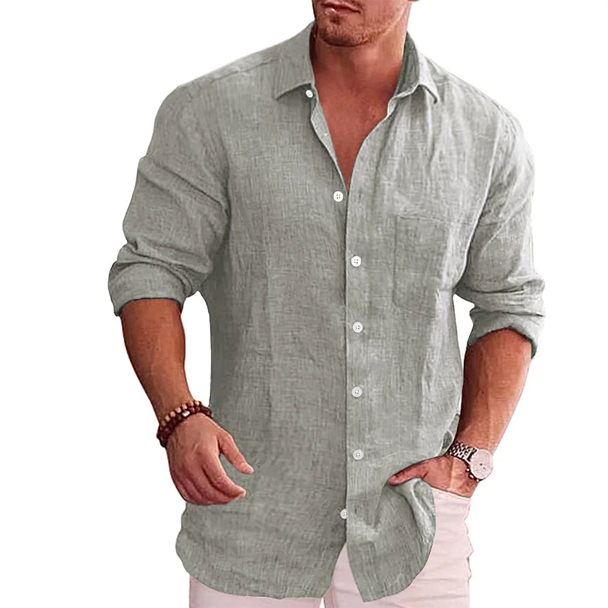 Camisa Masculina Casual Social Mangas Longas