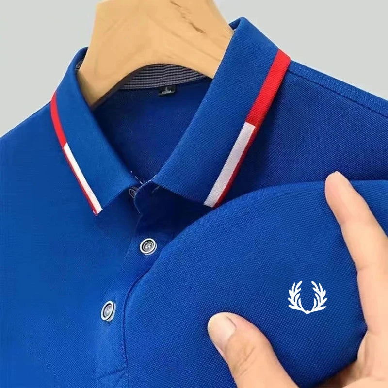 Camisa Gola Polo Masculina Manga Comprida Casual Bordado Simples