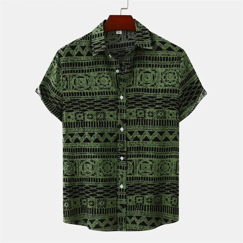 Camisa Masculina Casual Estampada  Estilo Havaiana