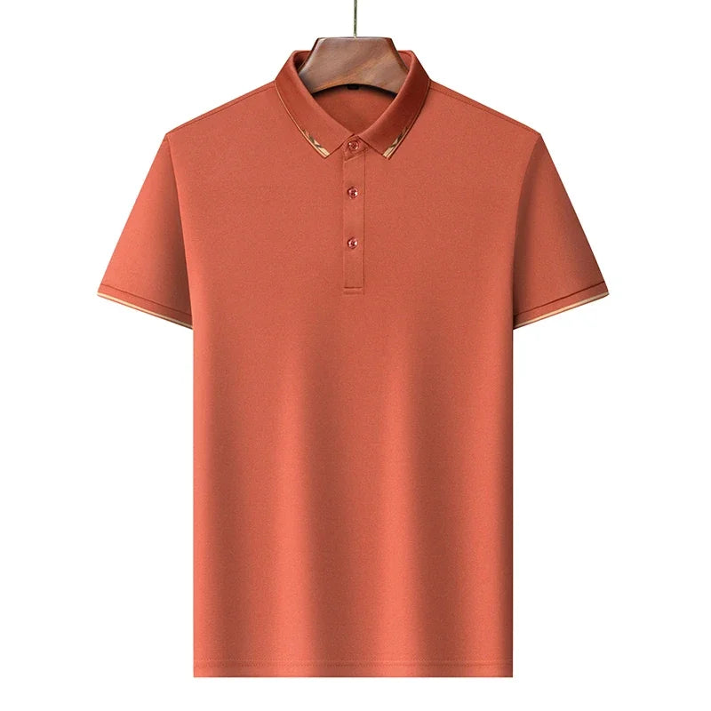 Camisa Masculina Casual Polo  Simples Tecido Confortável Detalhe Estampado Na Gola