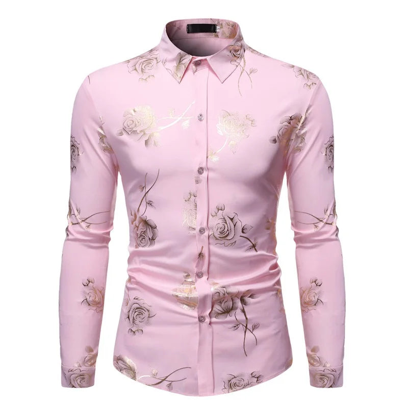 Camisa Masculina Estampa Floral Manga Comprida