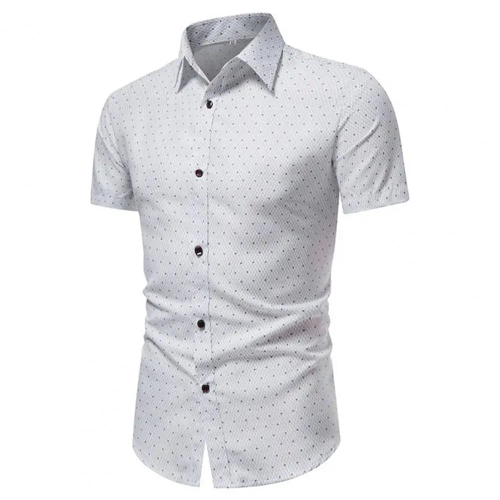 Camisa Masculina Casual Social  Estampa De Bolinha  Manga Curta