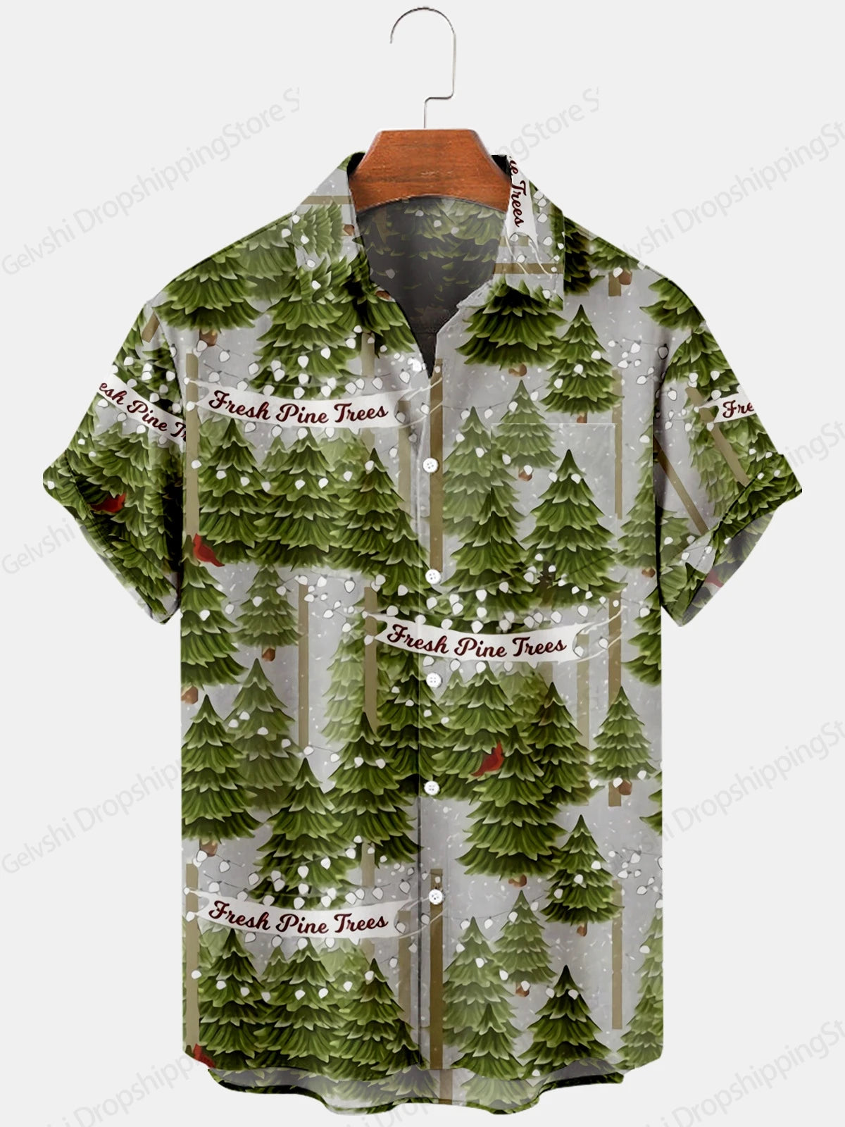 Camisa Masculina Estampa De Natal Manga Curta