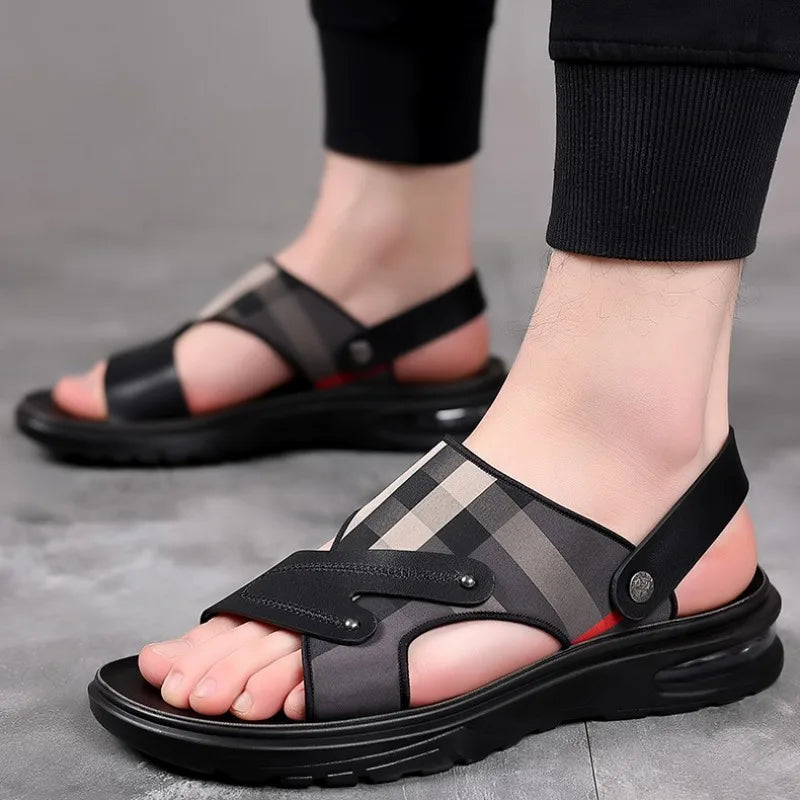 Sandália Masculina de Couro Casual Ultra Confortável - Terrazo