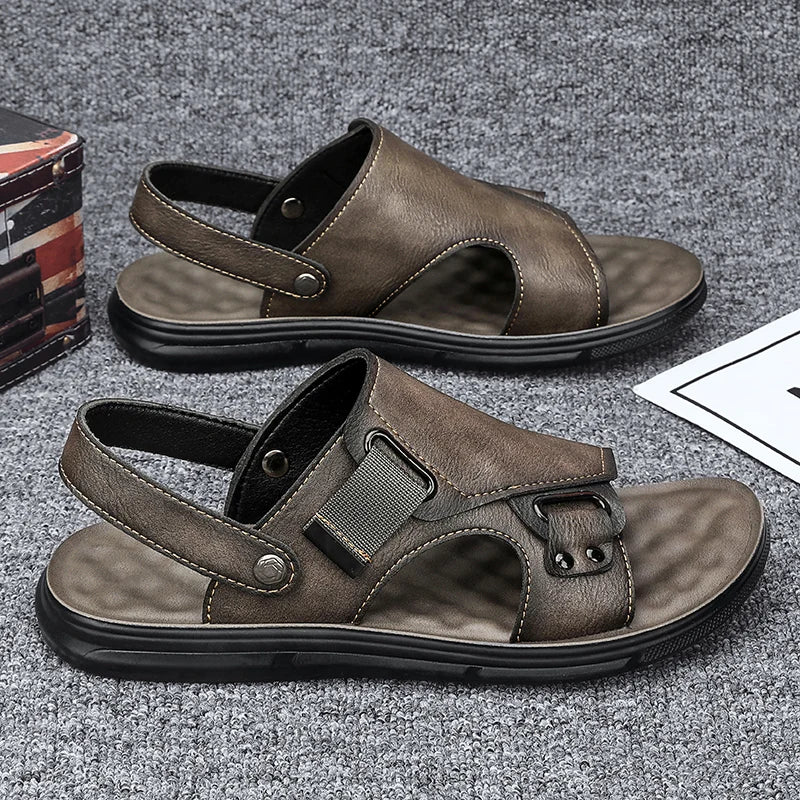 Sandália de Couro Masculina Casual - Terrazo Dealer