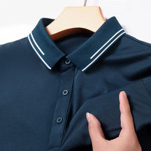 Camisa Masculina Algodão Lisa 100% Respirável Com Detalte Na Gola